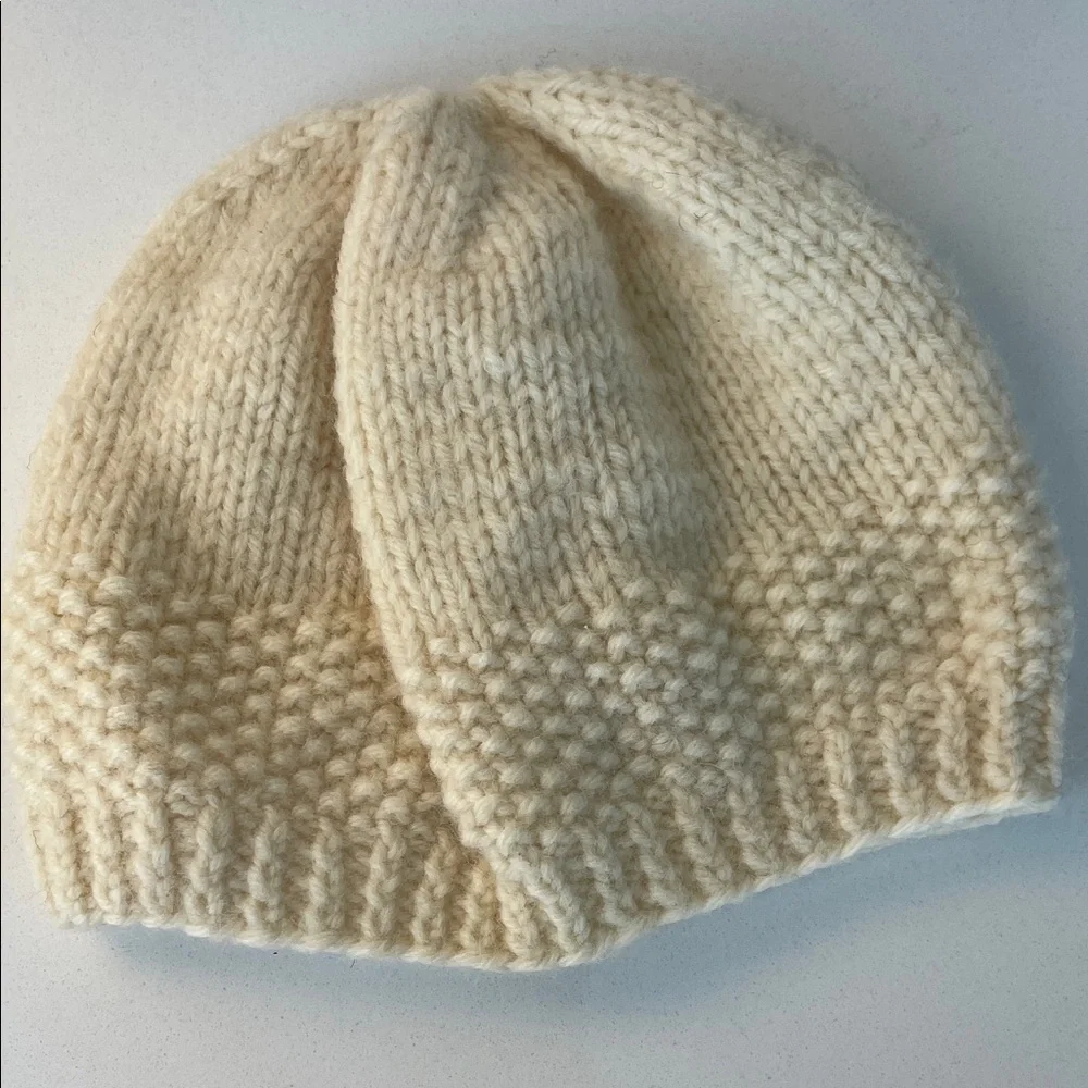 Vintage Cozy Cream Knit Hat and Mittens Set for Kids
